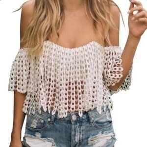 Stone Cold Fox Ivory Chain Lace Tub Top